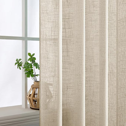 MIULEE Beige Linen Curtains 52x72 Inch 2 Panels - Image 5