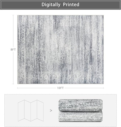 8x10 Washable Area Rugs for Living Room, Dining Room | Minimal, Ultra Soft Faux - Image 2