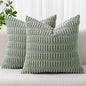 MIULEE Corduroy Decorative Throw Pillow Covers 20x20 Grey Green Pack of 2 | by MIULEE