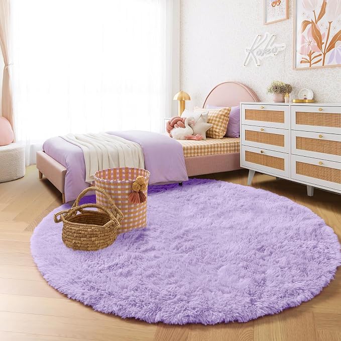Amdrebio Light Purple Lavender Big Round Circle Rug 7Ft - Image 7