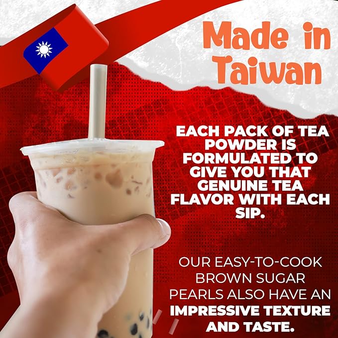 Fusion Select Authentic Bubble Tea Kit Extra Rich (5 Packs) Bubble Tea Drink, Boba Tapioca Pearl, Straws, Popular Bubble Tea Flavors (10 Flavors)