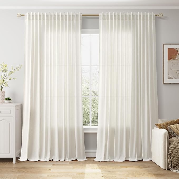 Extra Wide 100x96 Inch Linen Curtains by Nanspring