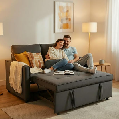 Sofa Bed, Pull Out Couch with Side Pockets, 3 in 1 Velvet Fabric Loveseat - Image 7