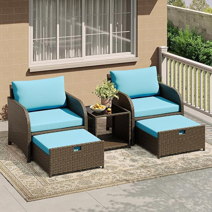 Garvee Patio Furniture Set, 5-Piece PE Rattan Wicker Outdoor Seating Set by Garvee