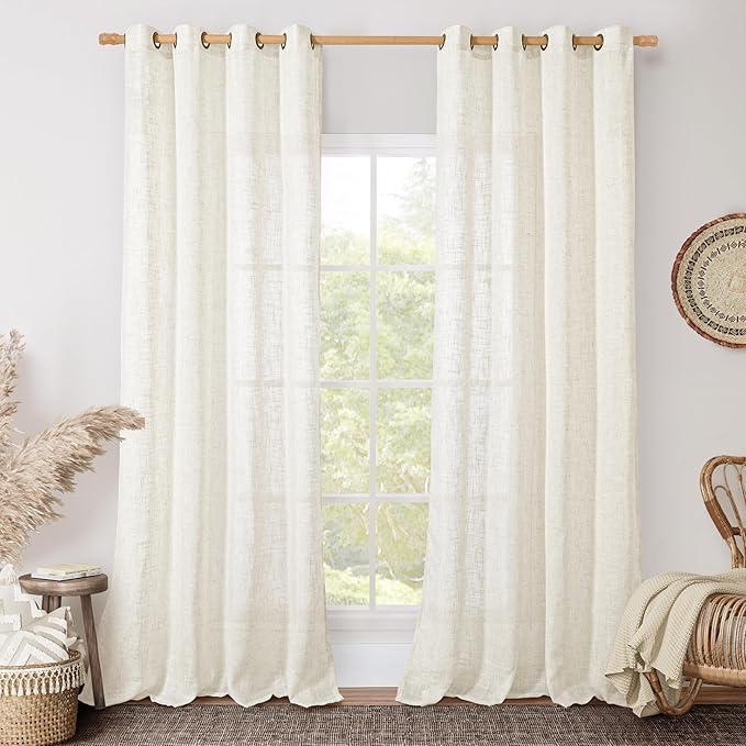 Living Room Linen Curtains 90 Inch by LAMIT