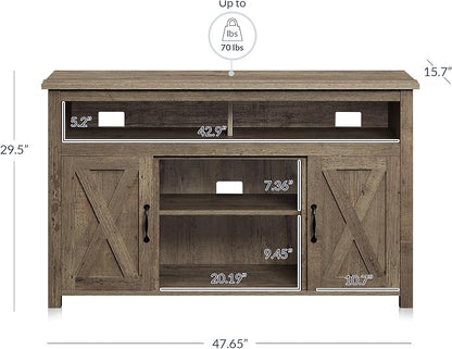 BELLEZE Modern 48 Inch Barn Door Wood TV Stand & Media Entertainment Center - Image 5