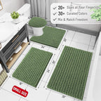 Arotive Luxury Chenille Bathroom Rug Mat, Extra Soft Thick Absorbent Shaggy Bath Rugs, Non-Slip Machine Wash Dry, Plush Bath Mats for Bathroom, Shower and Tub, 47x24, Olive Green