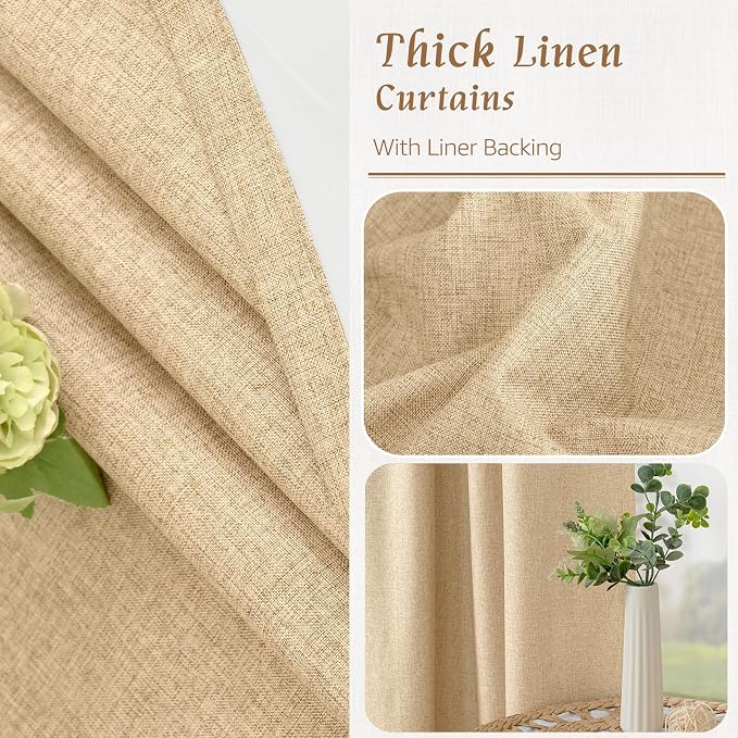 Natural 100% Blackout Linen Curtains 84 Inches - Image 8