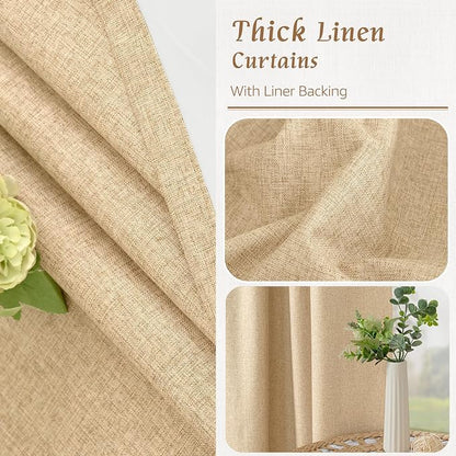 Natural 100% Blackout Linen Curtains 54 Inches - Image 7