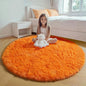 Orange Round Area Rugs 4ft for Bedroom Living Room, Fluffy Circle Rug for Kids by ONASAR