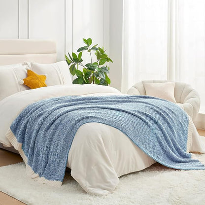 Snuggle Sac Heather Blue Bed Blanket Oversized Twin XL 66x90, Super Soft Warm - Image 8
