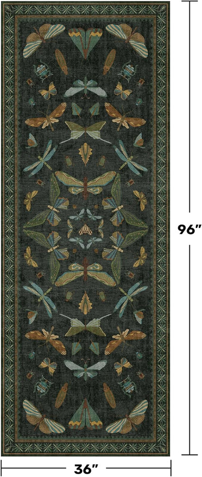3x8 Dark Green Long Hallway Runner Rug - 8ft Washable Non Skid Wide Runner Rugs - Image 2