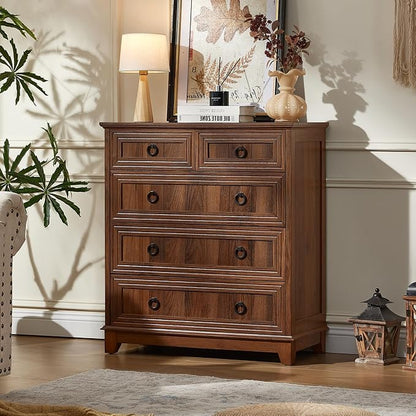 Joaxswe Farmhouse 5 Drawer Dresser - Image 3