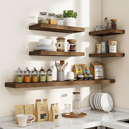 Acovy 48 Inch Floating Shelves, Wooden Shelves - Image 7