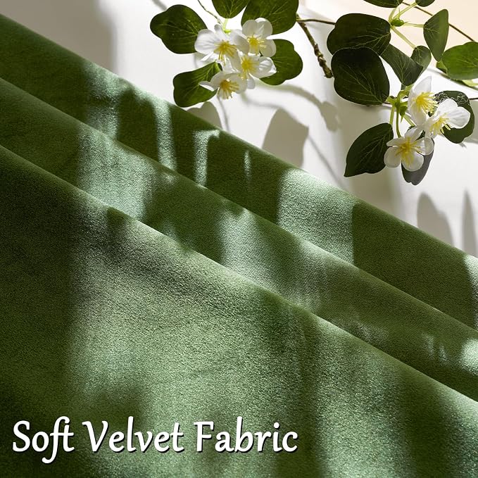 GIGIZAZA Olive Green Velvet Throw Pillow Covers 22x22 Pack of 2 | Decorative - Image 5