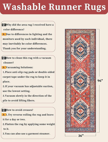 SERISSA 3x8 Washable Non Slip Boho Runner Rug - Image 2