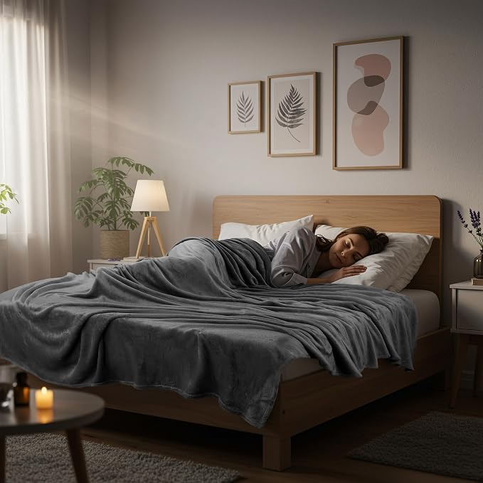 Utopia Bedding Ultra Soft Fleece Bed Blanket King Size Grey | Microfiber Plush - Image 7