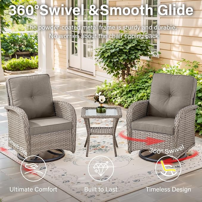Belord 5 Piece Swivel Rocker Glider Outdoor Chairs Set of 2 - Image 3
