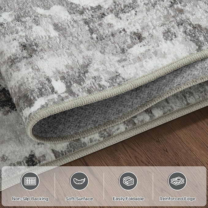 Aelenmu 10x14 Area Rugs for Living Room Dining Room Washable Black Gold | Soft - Image 4