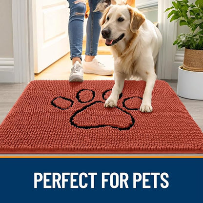 OLANLY Dog Door Mat for Muddy Paws 30x20, Paw Print Design Chenille Mud Mat | - Image 6