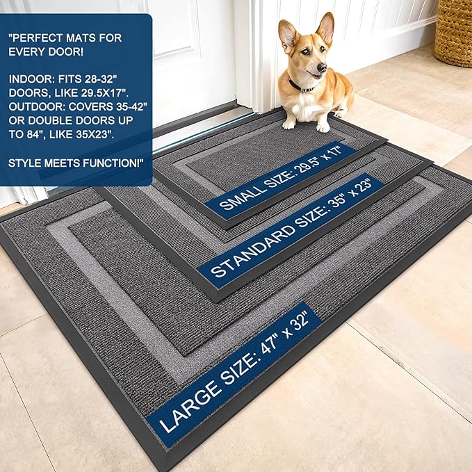 OLANLY Front Door Mat Outside 29.5x17, All-Season Heavy-Duty Rubber Doormat | - Image 3