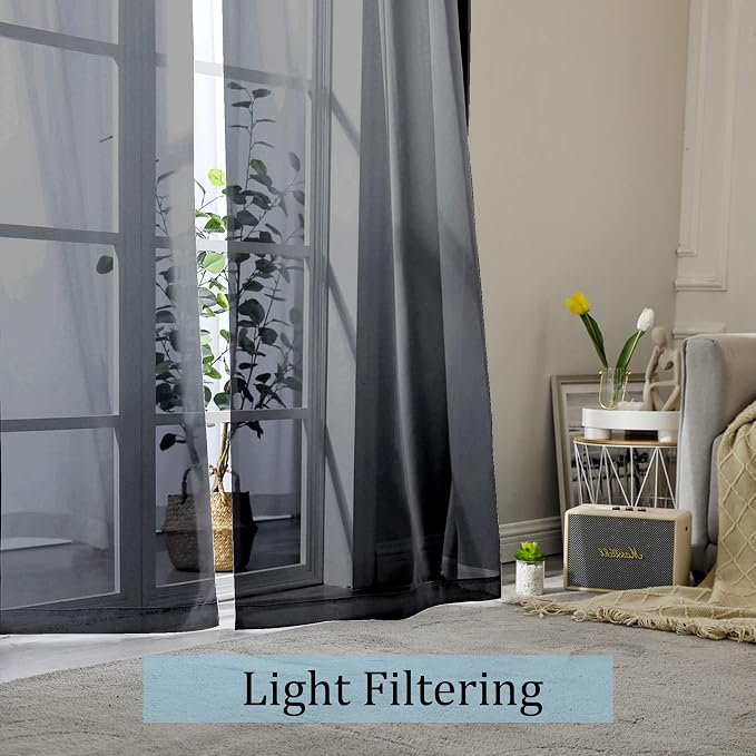 Short Sheer Curtains 24 Inches Long 2 Panels - Image 2