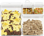 Felli Flip Tite Storage Container with Lid 4" RECTANGULAR Air Tight Ring Flip Top, Stackable Acrylic Canister for Kitchen Counter Pantry, Cereal Granola Pasta Spice, Gift Set for Women (4pk, Variety)