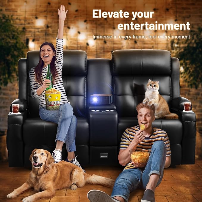 Recliner Sofa Set, Home Theater Seating Wall Hugger Recliners - Image 5