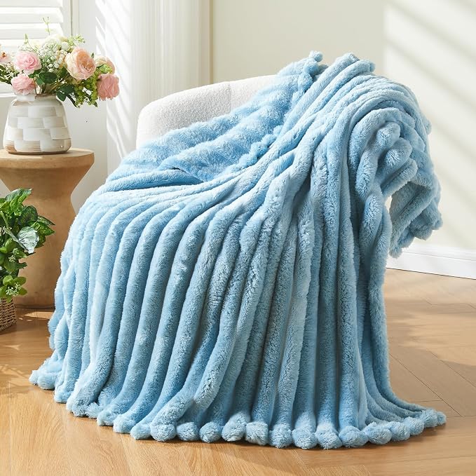 NEWCOSPLAY Fleece Ribbed Cozy Throw Blanket by NEWCOSPLAY