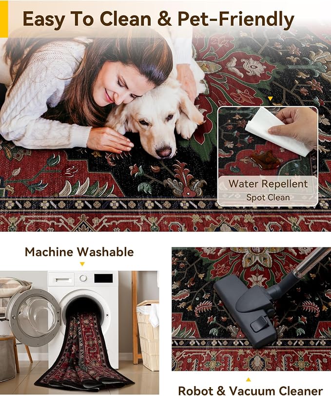 RELEANY Washable Area Rug, Runner 2'6"x5', Water Repellent, Pet Friendly - Image 5