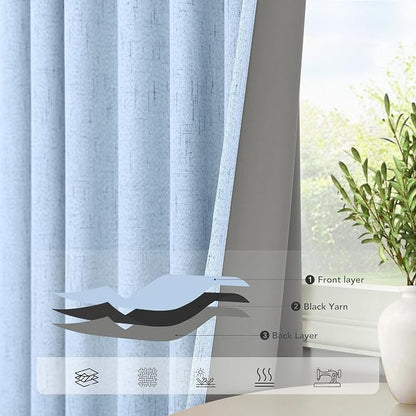 Light Blue Black Out Curtains 96 Inches Long - Image 5