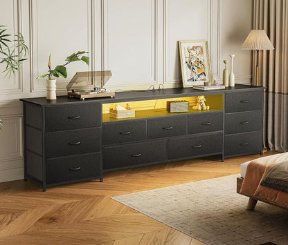 Huuger 78.7 Inch TV Stand for 75, 80 Inch TV, 11 Drawer Long Dresser - Image 7