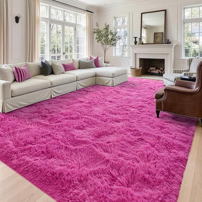 10x14 Extra Large Hot Pink Fluffy Soft Area Rug Non-Slip - Image 2
