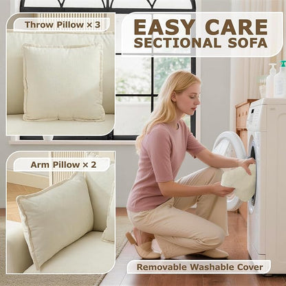 113” Modular Sectional Sofa, L Shaped Cloud Couch - Image 7