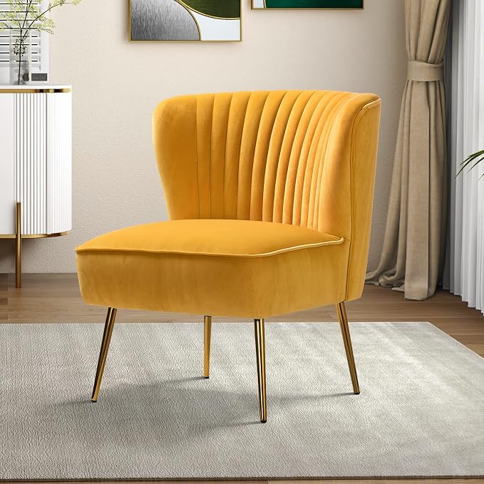 HULALA HOME Velvet Accent Chair, Modern Upholstered Cute Side Chair - Image 9