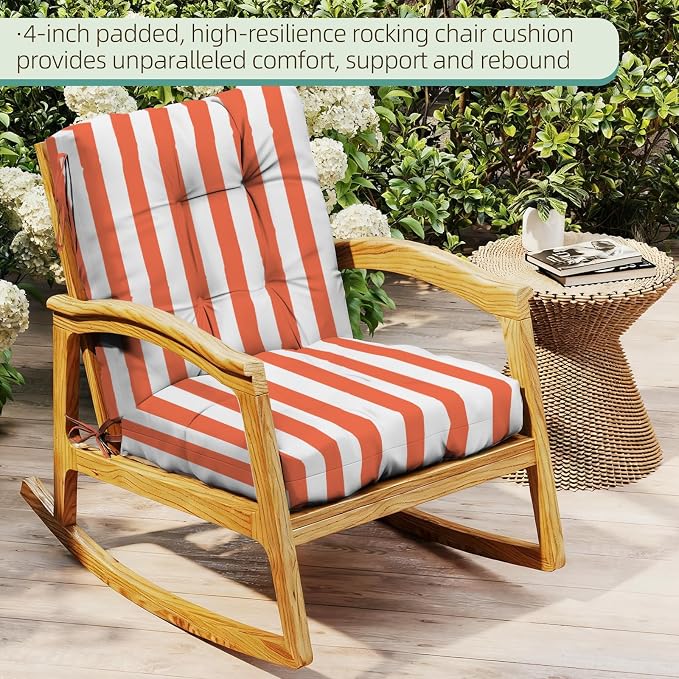 Outdoor Chair Cushion, High Back Soft Seat Pad, Indoor Outside Use, - Image 3