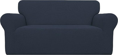 Easy-Going Stretch Oversized Loveseat Couch Covers Washable Dark Blue | 1-Piece by Easy-Going