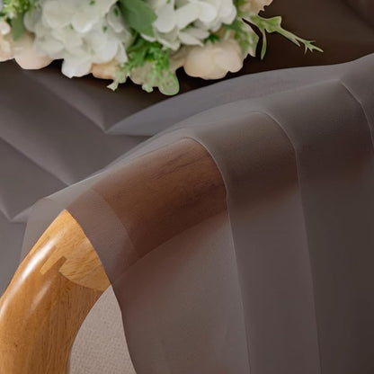 Chyhomenyc Chocolate Brown Sheer Curtains 45 Inch Long 2 Panels, Light - Image 2