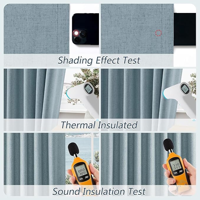 Blue 100% Blackout Curtains 105 Inch Length 2 Panels Set - Image 5