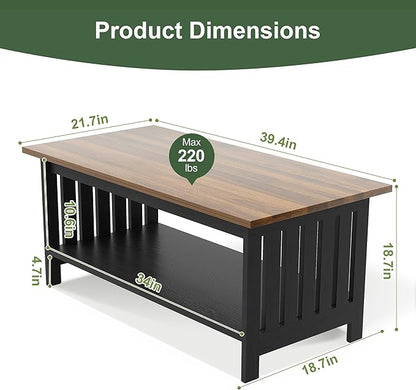 YOSHOOT 39.4" Farmhouse Coffee Table - Image 2