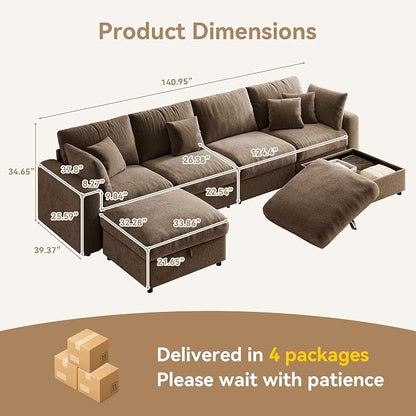 WorthFurni 140” Oversized Cloud Sectional Couches - Image 2