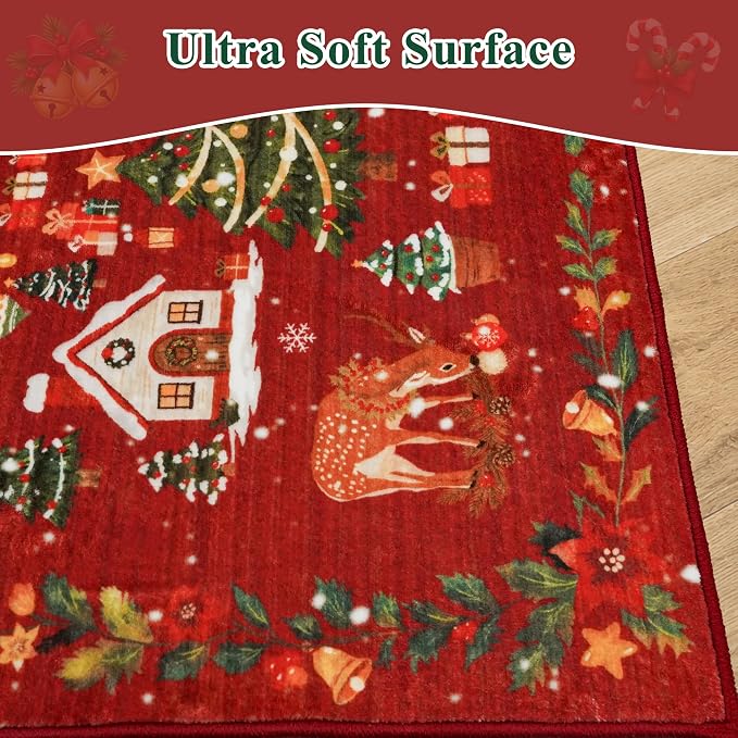 Washable Christmas Rug Runner 3x4: Non Slip Small Area Rug - Image 7
