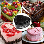 Springform Pan Set of 3 Heart Cake Pan, Heart Springform Pan with Removable Bottom, Springform Cake Pans Non-stick Bakeware for Cheesecakes, Pizza, and Quiches (7, 7.8, 8.6 inch)