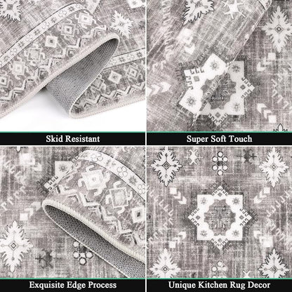 HEBE Boho Kitchen Rugs Set of 3, Non Slip Washable Kitchen Mats - Image 3