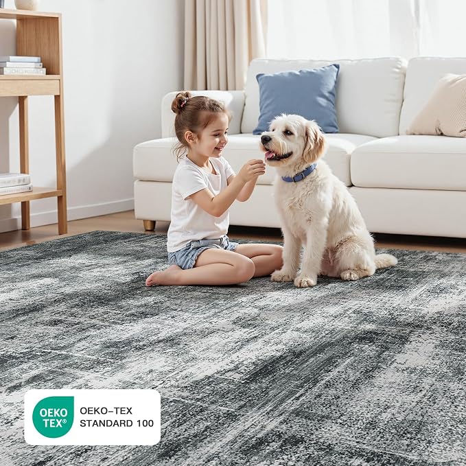8x10 Area Rug for Living Room, Abstract Washable Non-Slip Large Rugs, Dining - Image 5