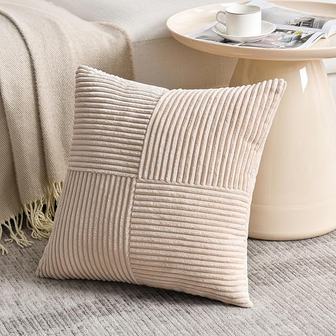 Fancy Homi 2 Packs Tan Decorative Throw Pillow Covers 18x18 Inch - Image 2