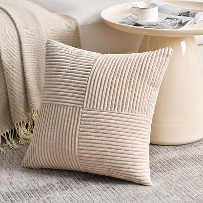 Fancy Homi 2 Packs Tan Decorative Throw Pillow Covers 18x18 Inch - Image 2