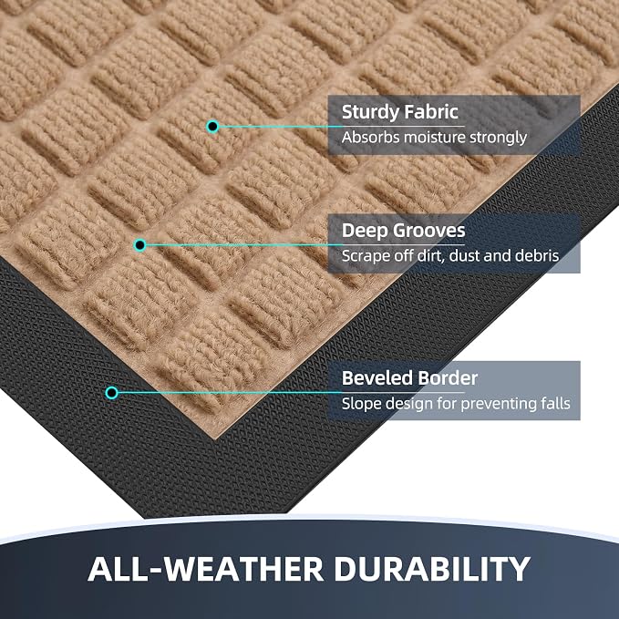 Front Door Mat Outside Entrance, Heavy Duty Waterproof Doormat | 61.5"x36" - Image 3