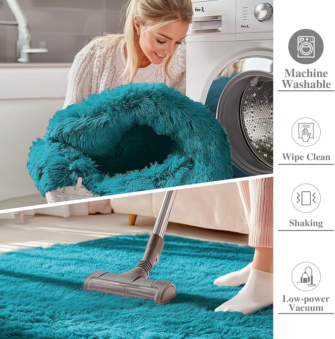 OLANLY 2x3 Machine Washable Small Bedside Rug, Soft Fluffy Shaggy Entryway - Image 2