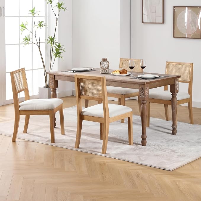 Westice Rattan Dining Chairs Set of 2, Farmhouse Natural Dining Room Chairs - Image 9
